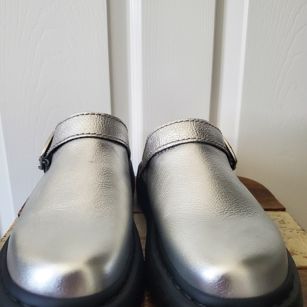 Silver Dr Martens Sling Back Mules - Picture 5 of 16